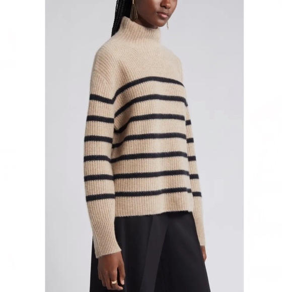 Nordstrom Stripe Cashmere Mock Neck Sweater - Picture 3 of 10